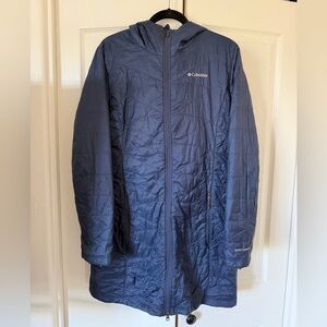 Columbia Midnight Blue Quilted Hooded Long Coat